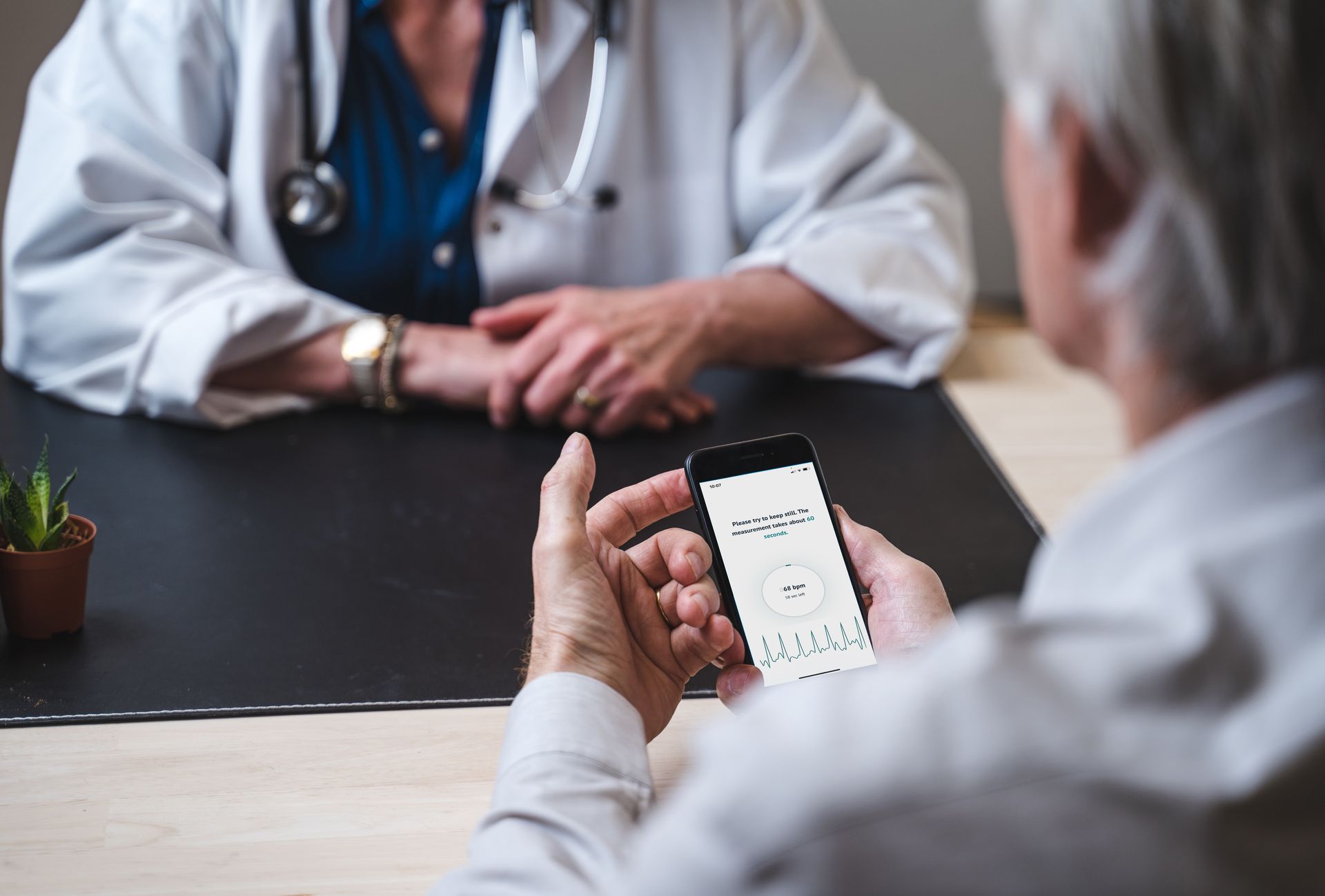 The FibriCheck app during a heart rhythm measurement
