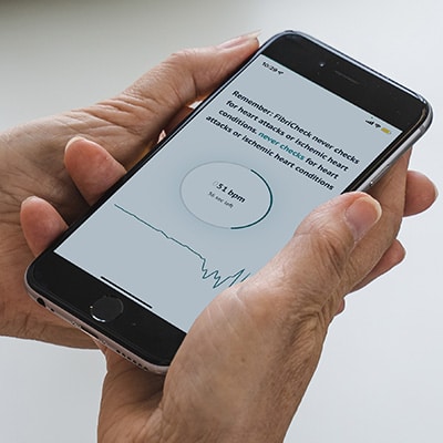 The FibriCheck app recording a heart rhythm