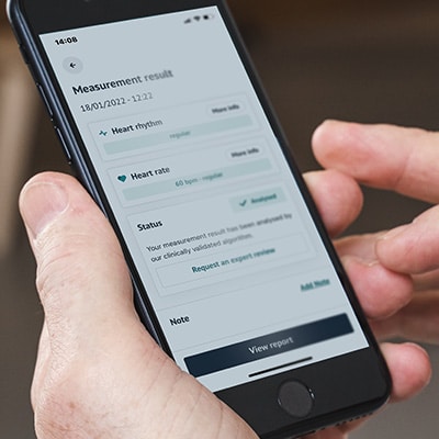 A FibriCheck measurement result on a phone